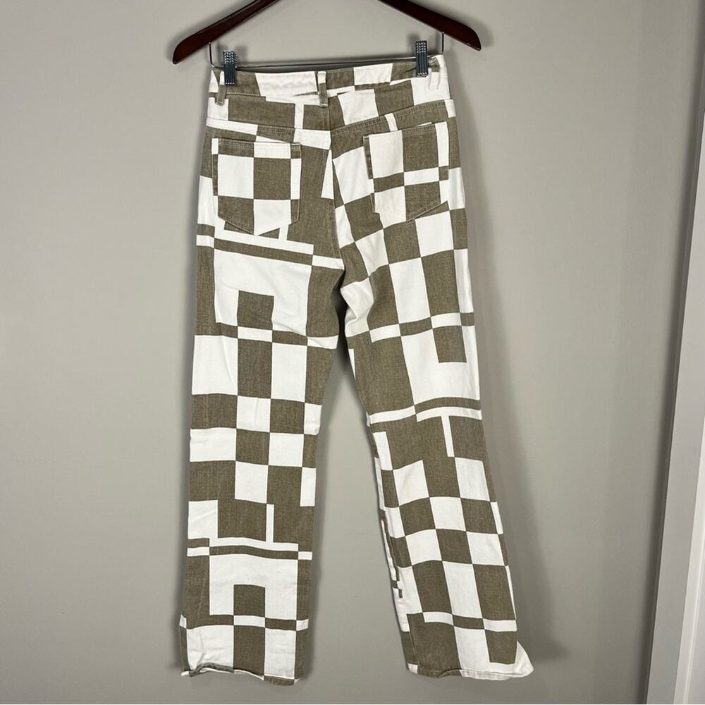 Beige Botany Wide Leg High Waisted Color Block Jeans Brown White Women's Small - Picture 5 of 7